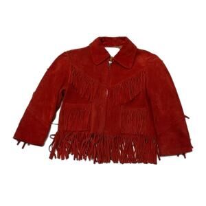 Vintage K-Bear-Z Youth Fringed Red Leather Jacket